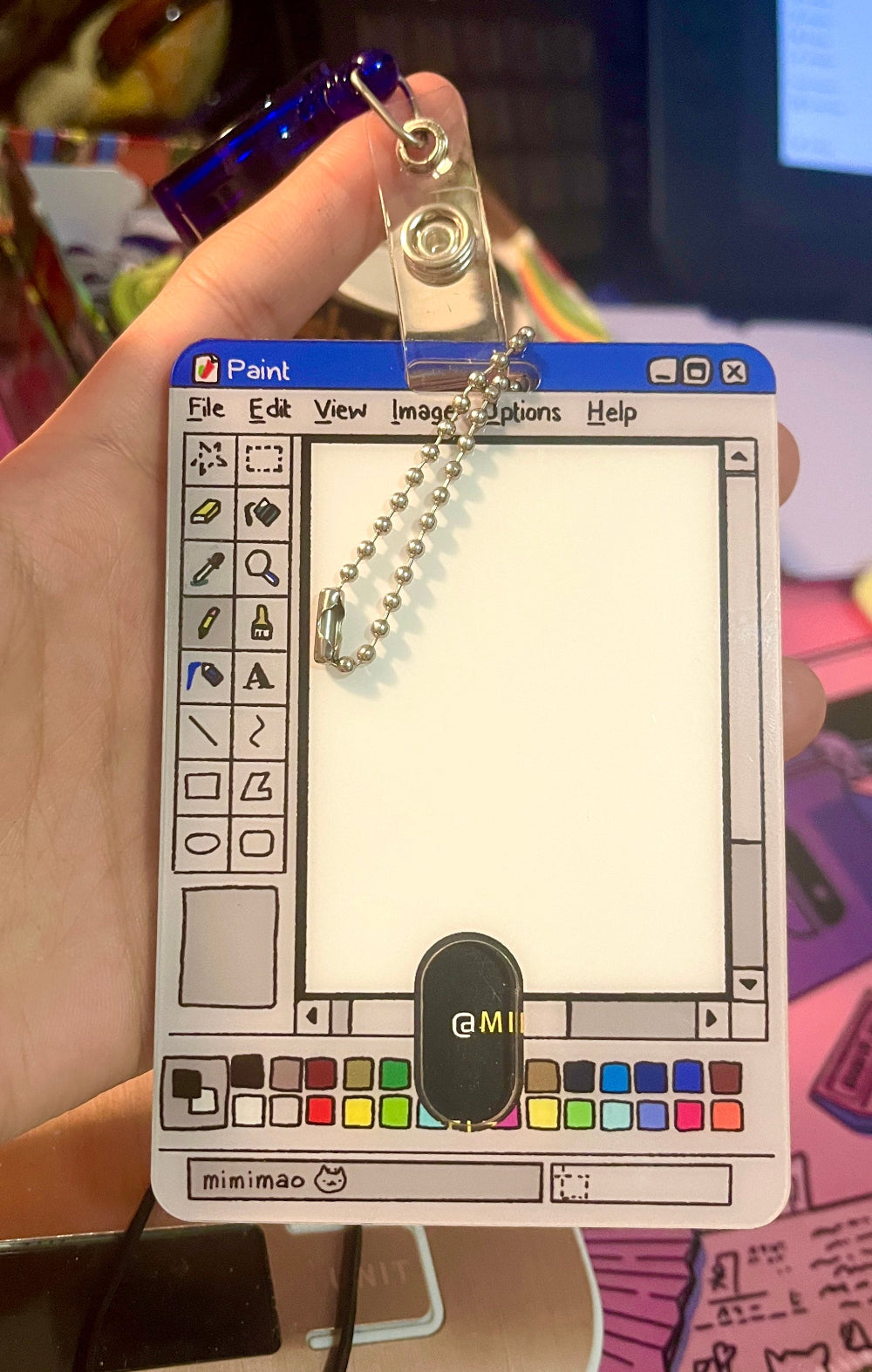 Keychain with a digital art software interface design
